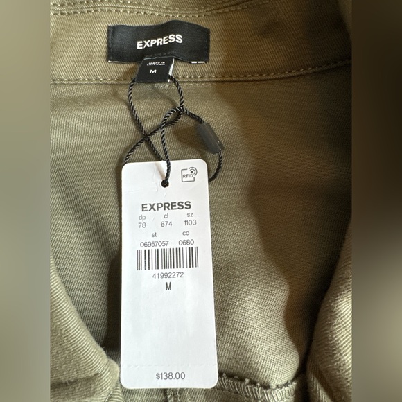EXPRESS Khaki Green Belted Utility Jacket, Size M. - Picture 6 of 9